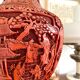 Asian metal vase and red resin