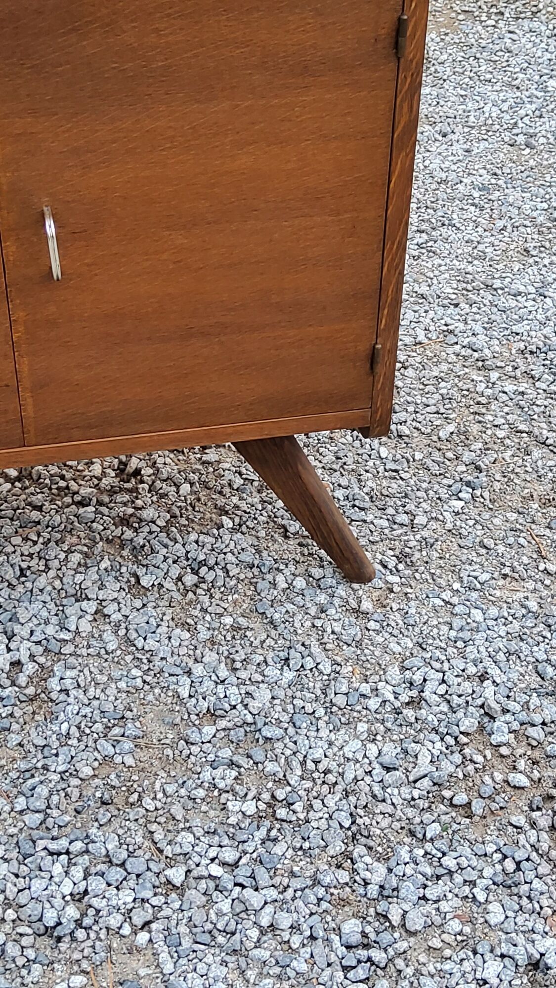 Vintage oak chest of drawers feet compass and fins of the 50s 2 doors 1 drawer