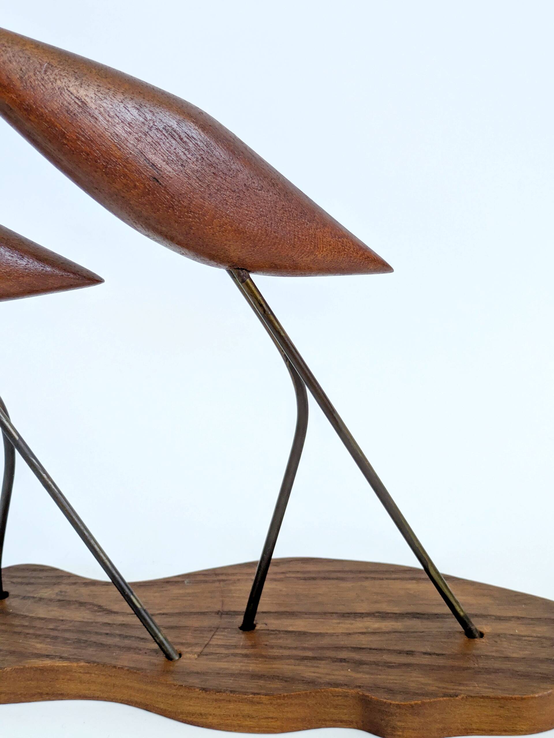 Scandinavian modernist sculpture cranes in teak.