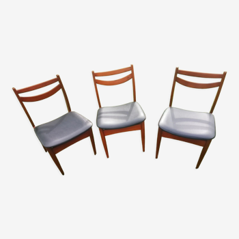 Chaises scandinave vintage 1970 teck et skaï