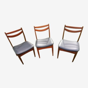 Vintage Scandinavian chairs 1970 teak and skaï