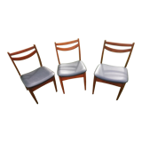 Vintage Scandinavian chairs 1970 teak and skaï