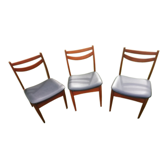 Vintage Scandinavian chairs 1970 teak and skaï