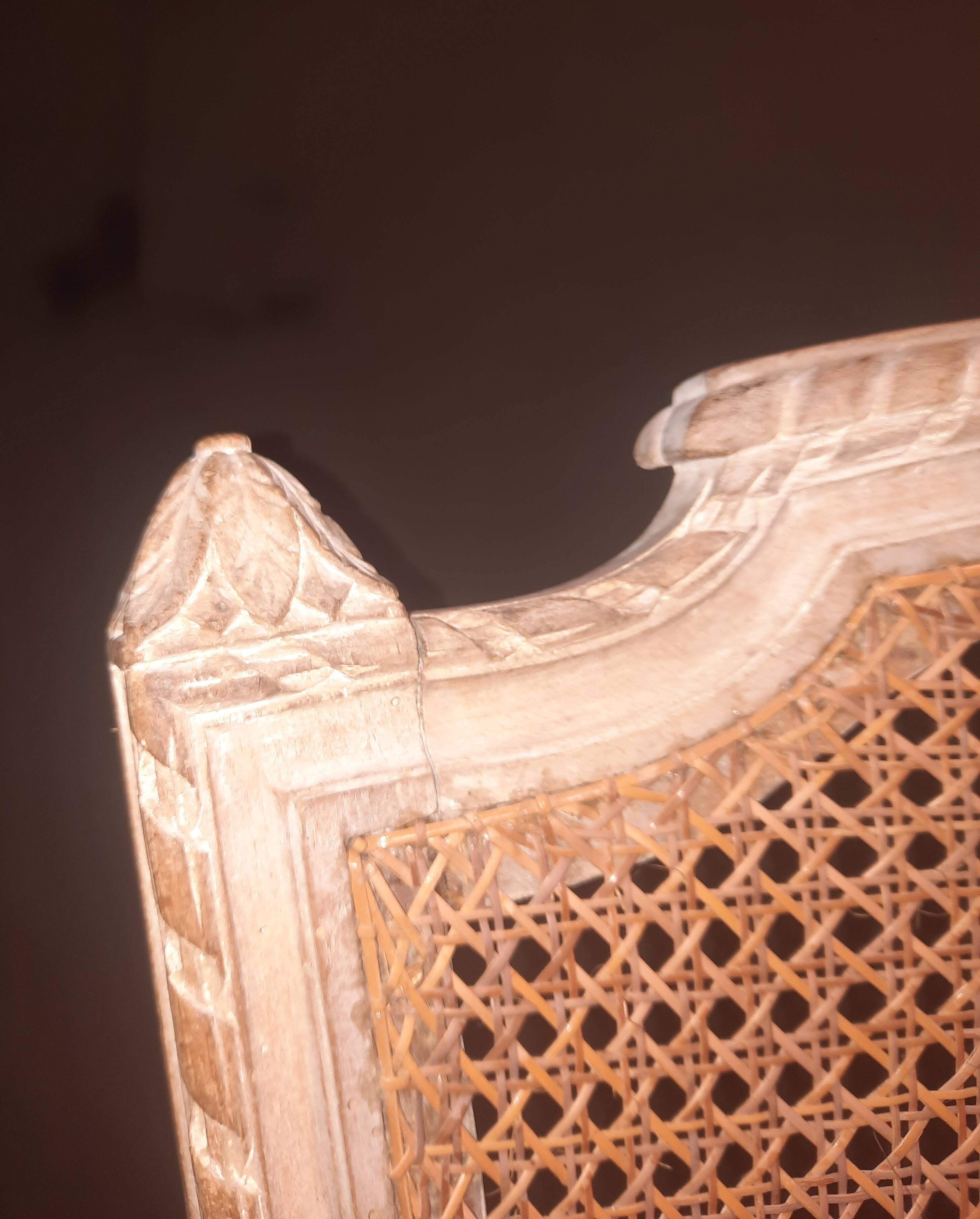 Louis XVI high-backed caned armchair
