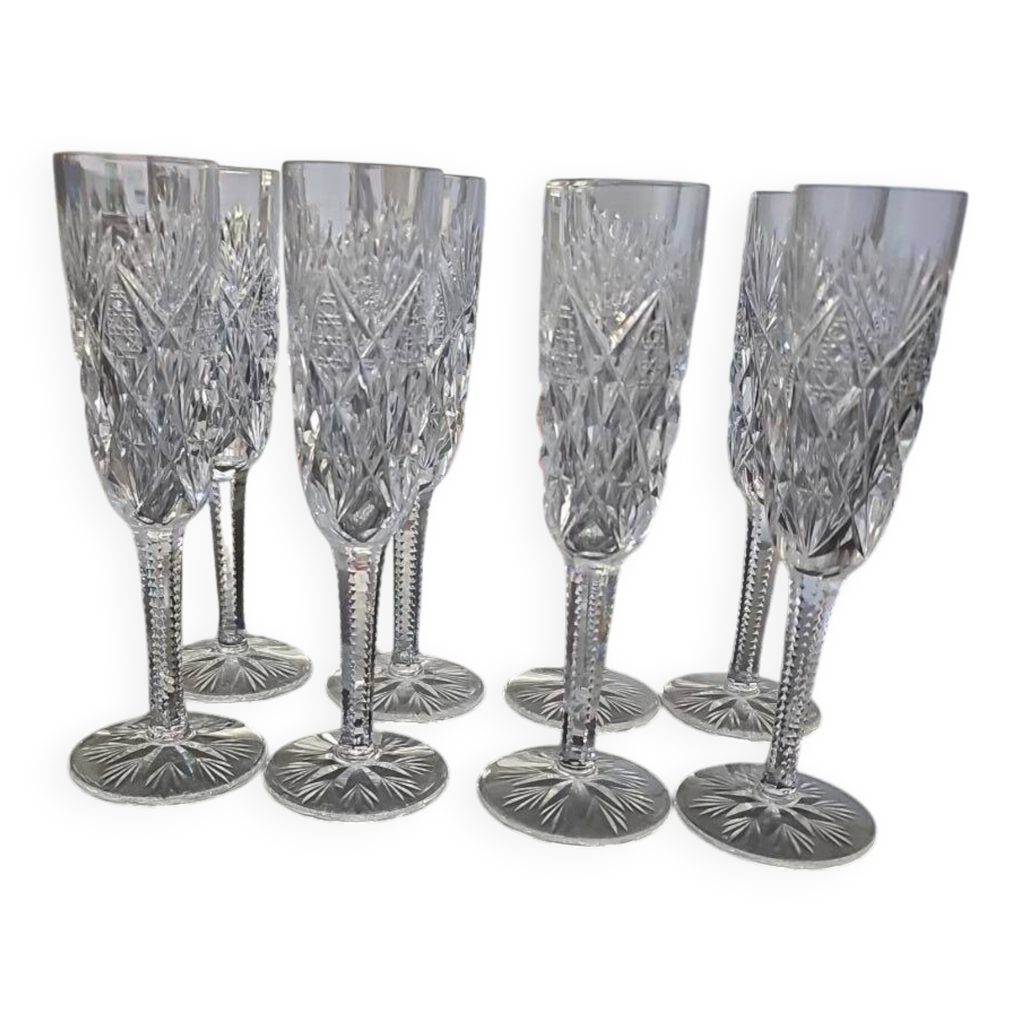 8 crystal champagne flutes from Saint-Louis – Florence model