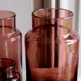 Set 5 vases in blown glass art glass ALLEX, Drôme