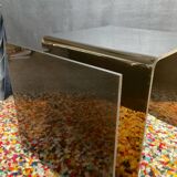 Smoked plexiglass magazine rack side table from the 70s