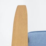 Vintage armchair 1970s, fully refubrished, blue fabric