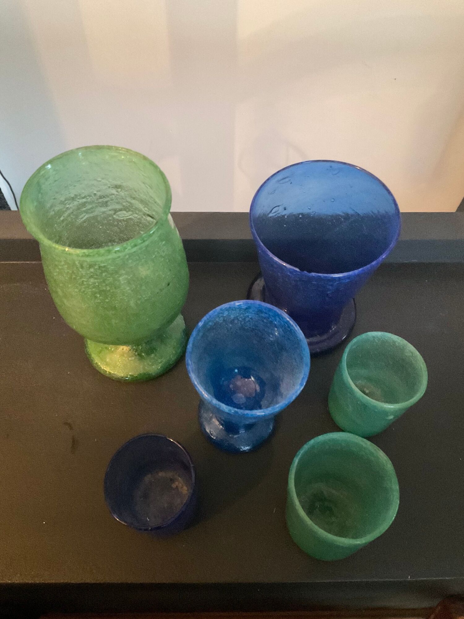 Series of vintage jar vases in bubbled glass paste from the 50s-60s