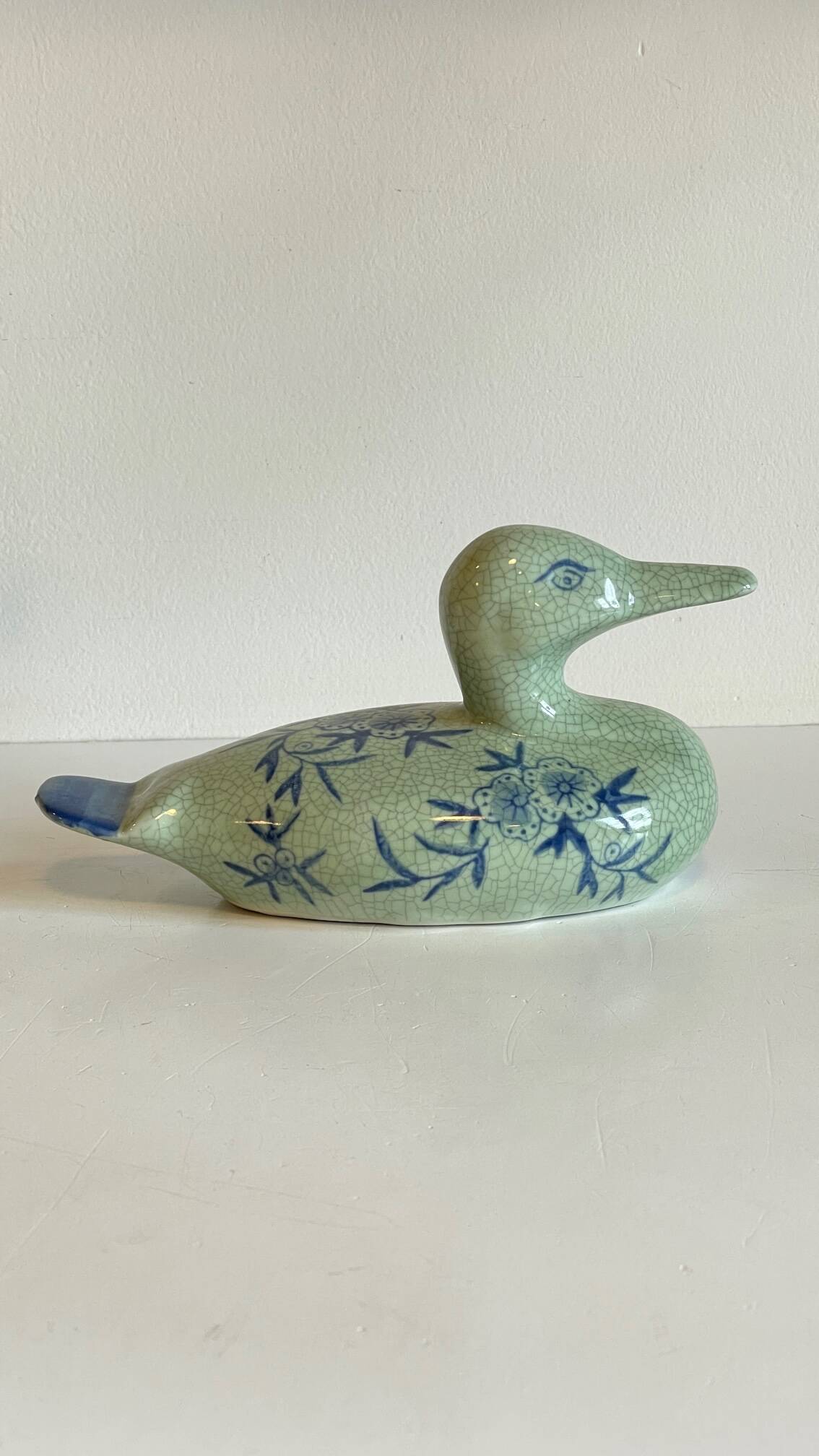 Vintage Blue Ceramic Duck