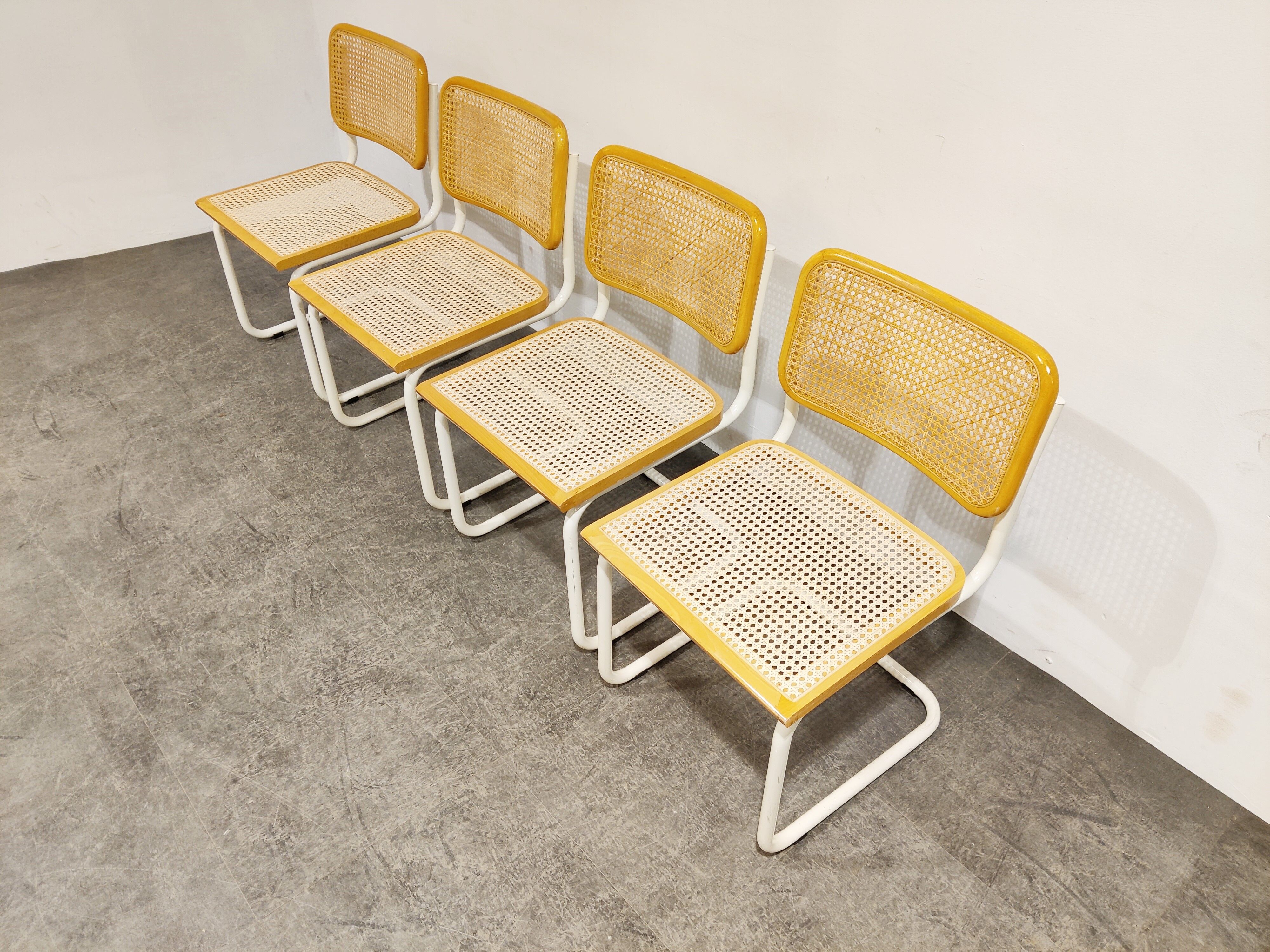 Set of 4 vintage Marcel Breuer Cesca chairs, made in italy, 1970s