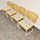 Set of 4 vintage Marcel Breuer Cesca chairs, made in italy, 1970s