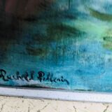 Painting: oil on still life panel with a tawny bouquet