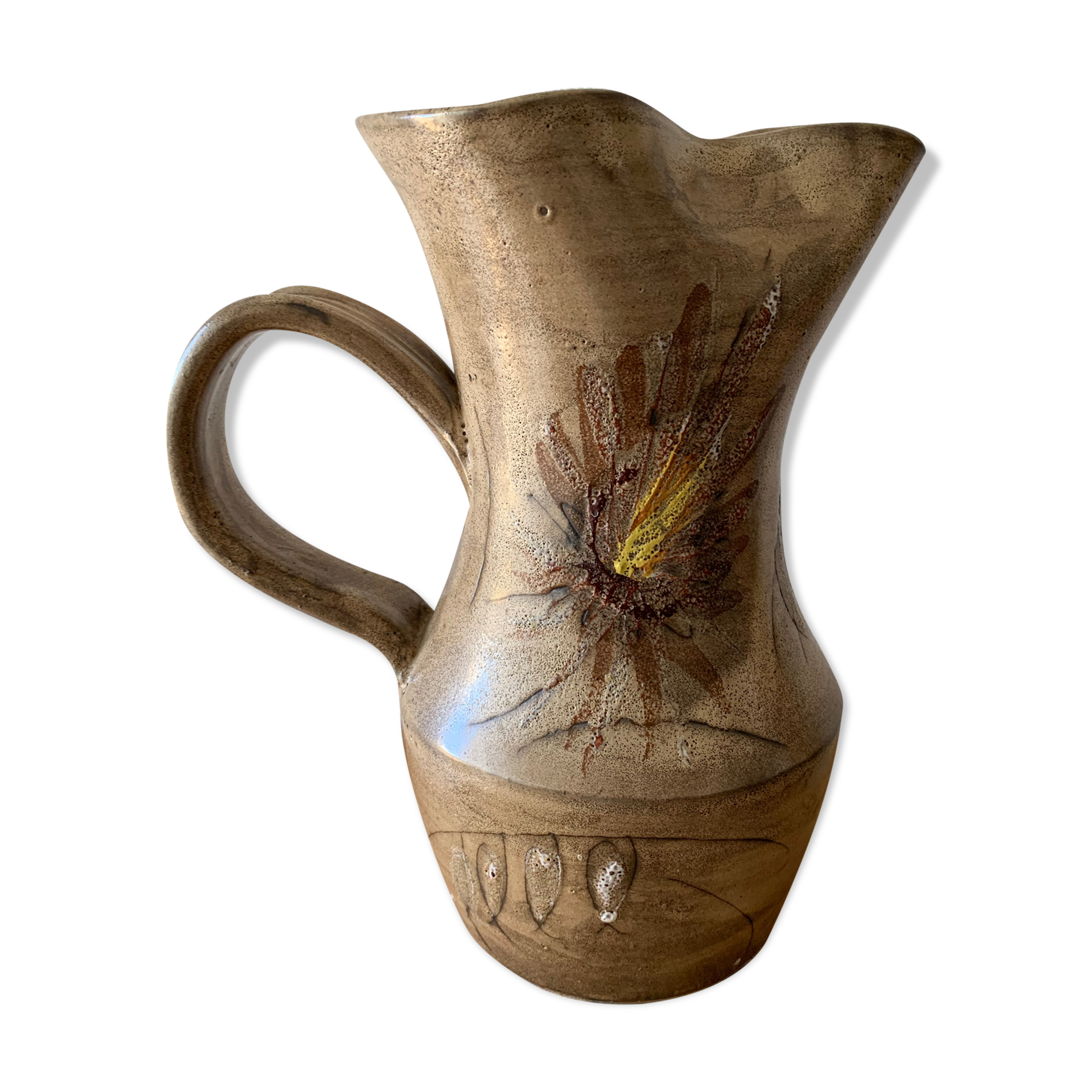 Large ceramic pitcher enamelled 70s Vallauris