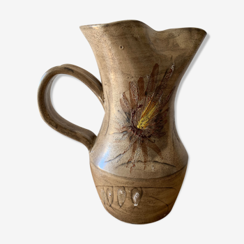 Large ceramic pitcher enamelled 70s Vallauris