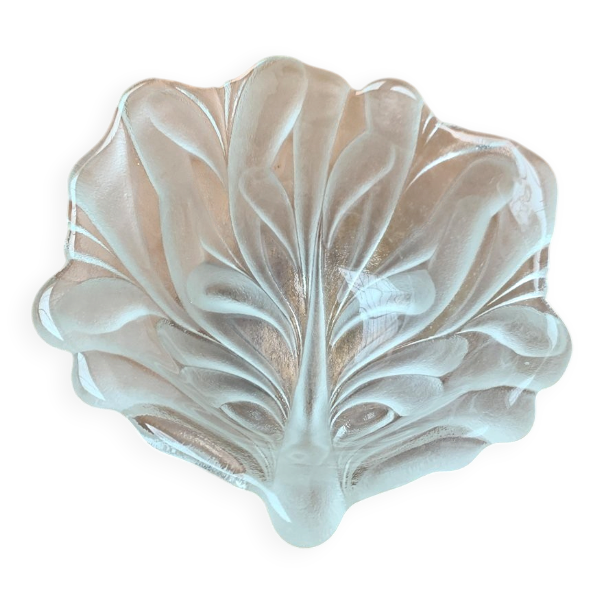 Vintage heavy floral glass bowl from Walther Glas, 1970s.