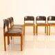 Set of 6 wooden and leather chairs by Piarotto Italy 80's