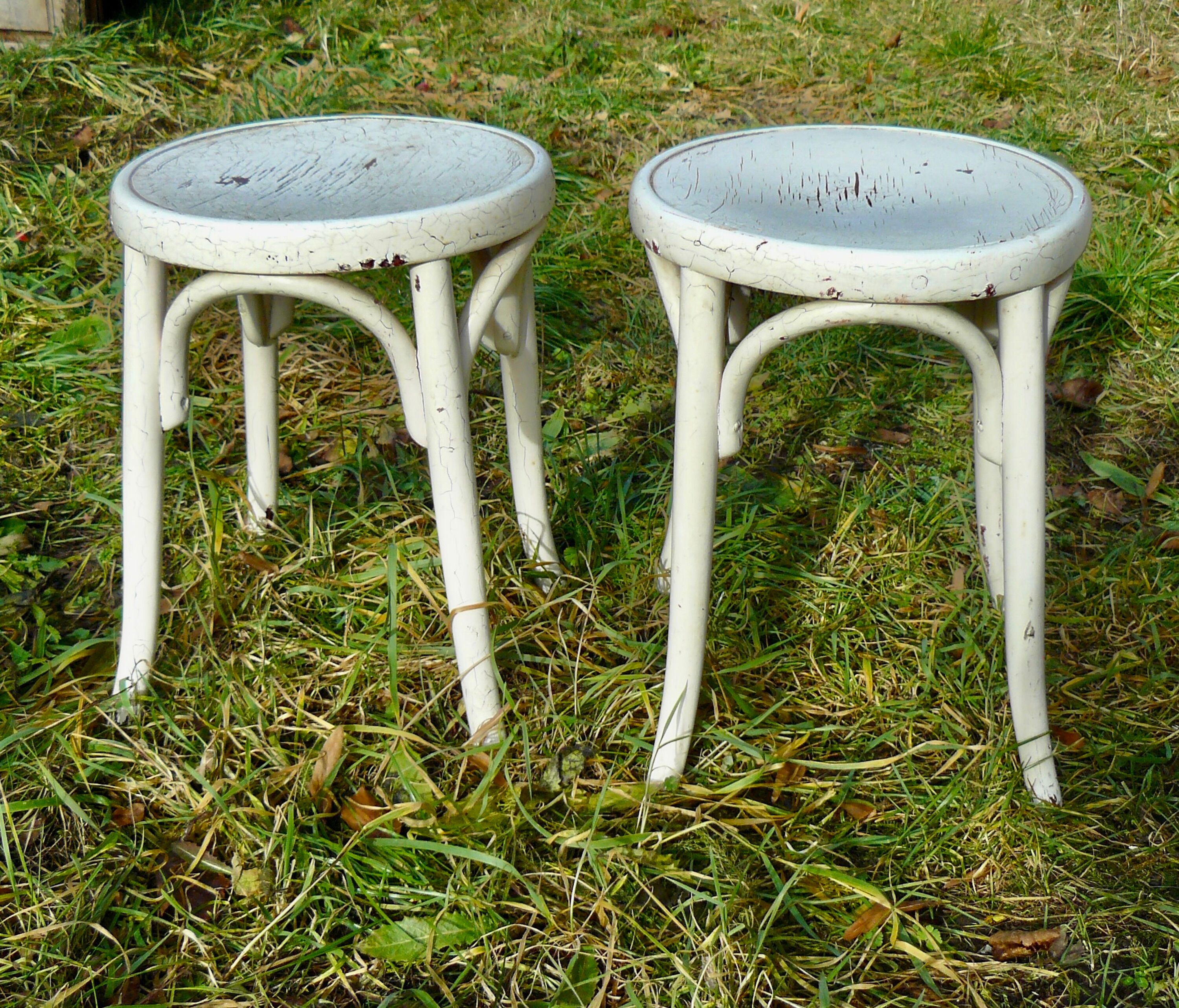 Paire de tabourets bistrots fischel bois courbé