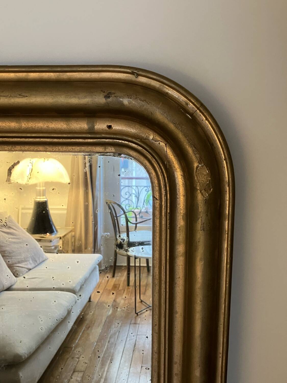 Gilded mirror, mercury glass - 62xH82cm