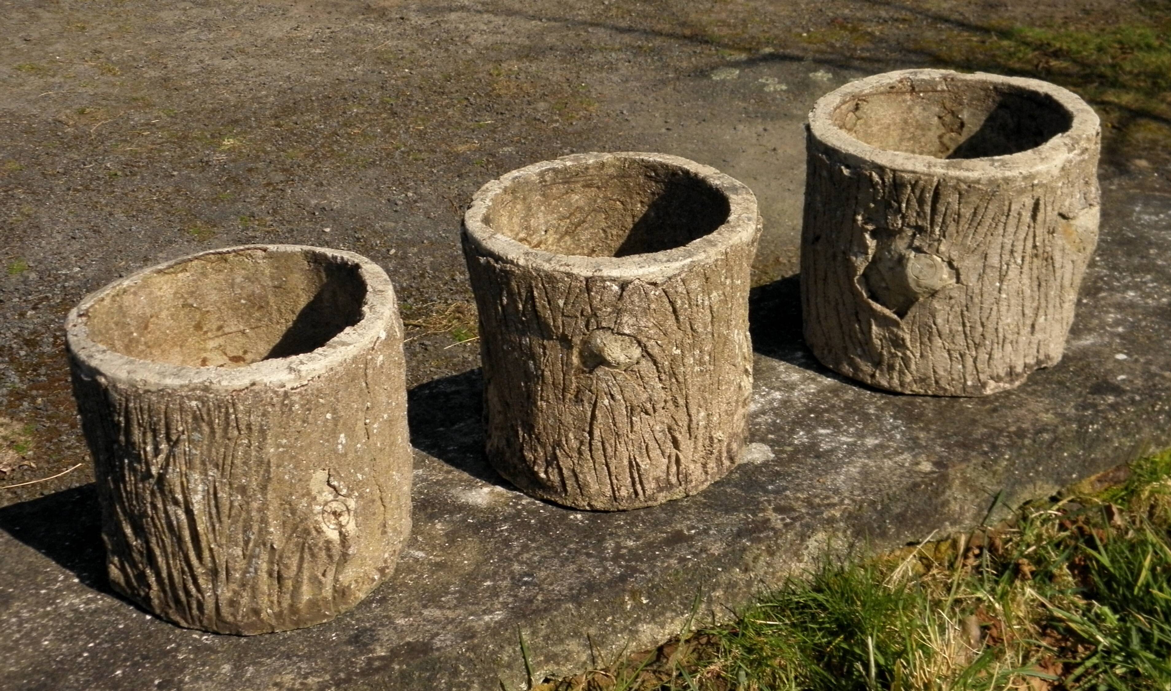 3 "trunk" planters, 1960s