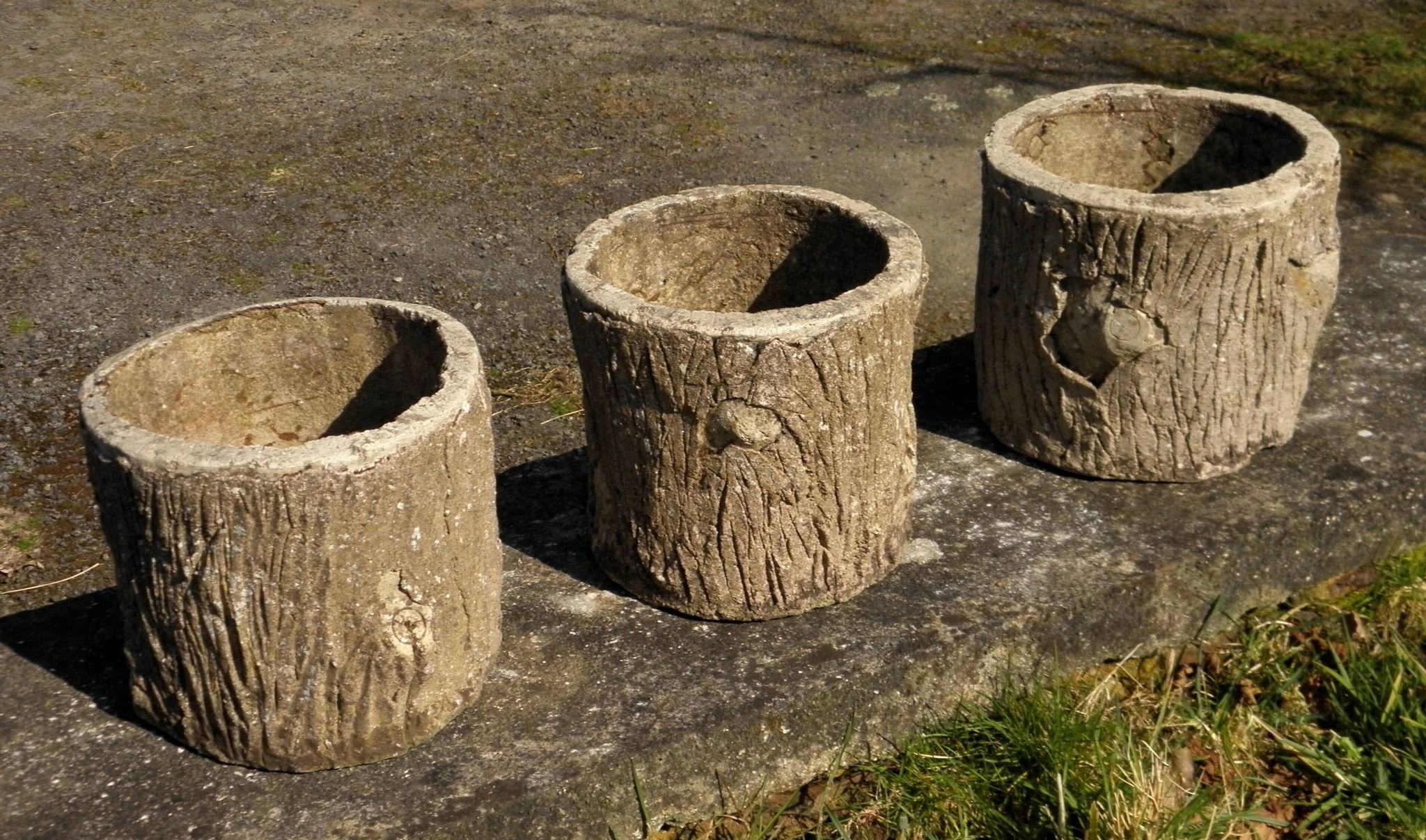 3 jardinières "troncs", années 60