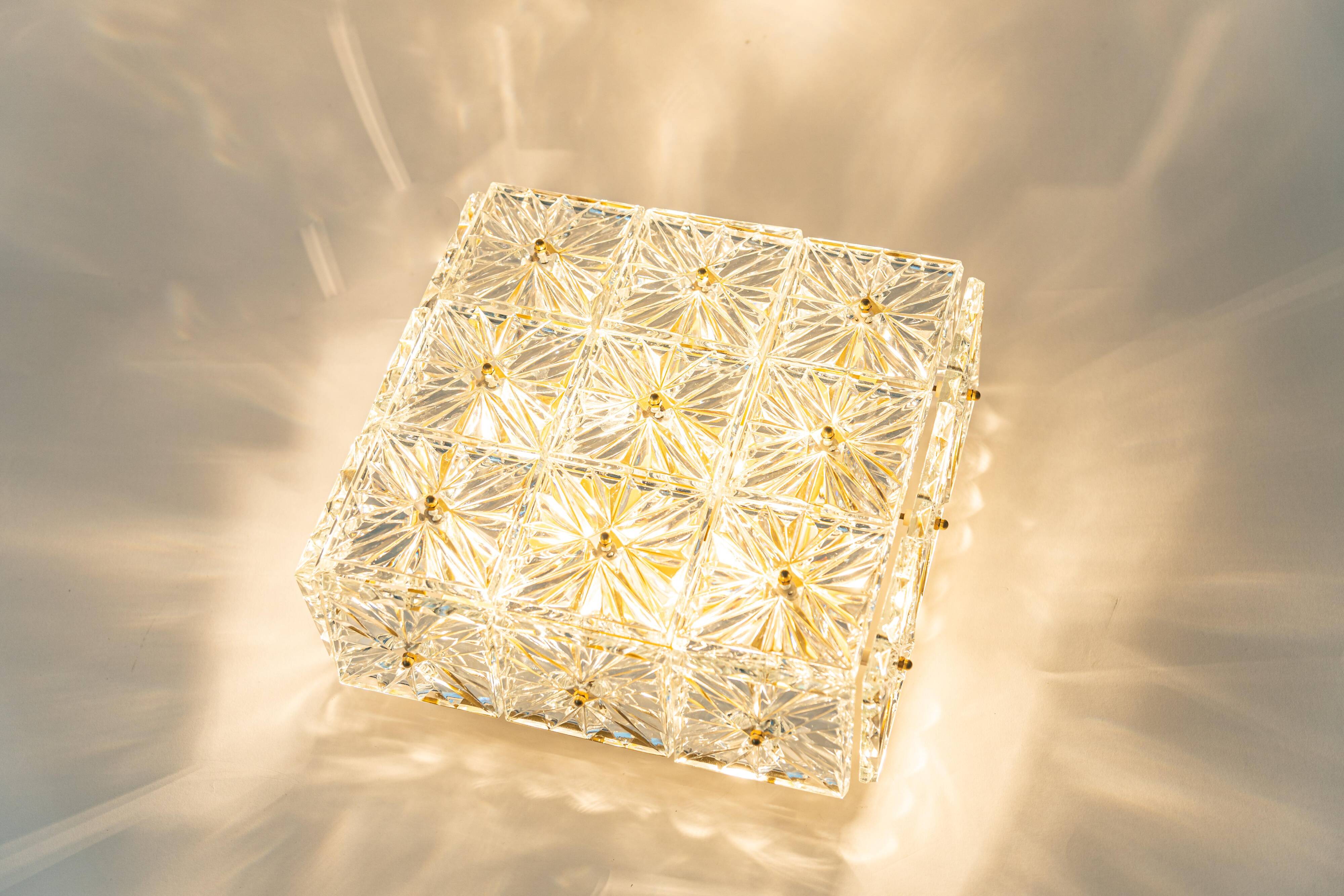 Large ceiling light in faceted crystal by Kinkeldey, Germany.