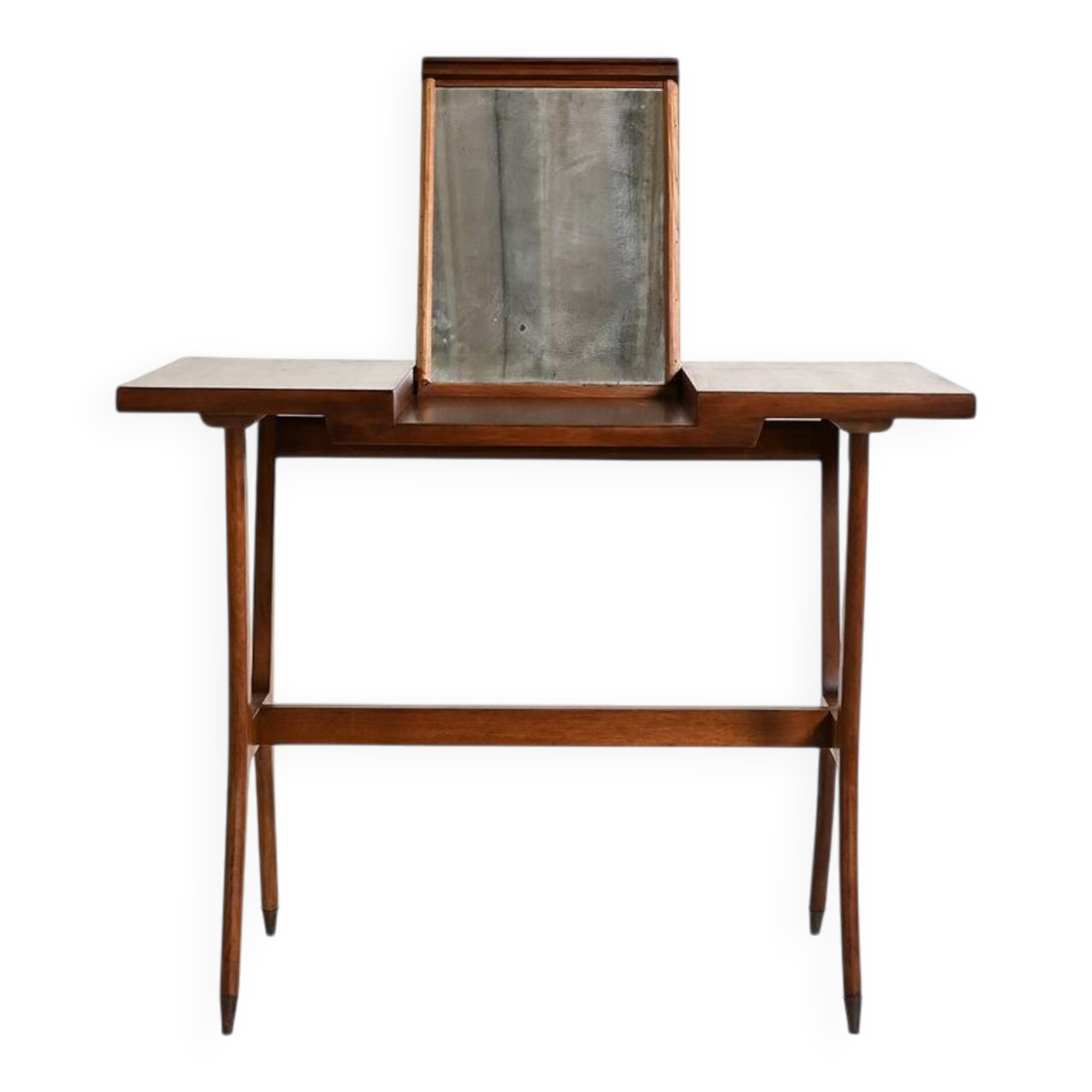 Scandinavian teak vanity table with integrated mirror, 1960s