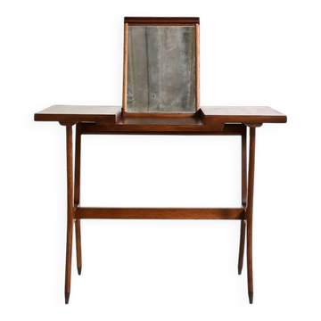 Scandinavian teak vanity table with integrated mirror, 1960s