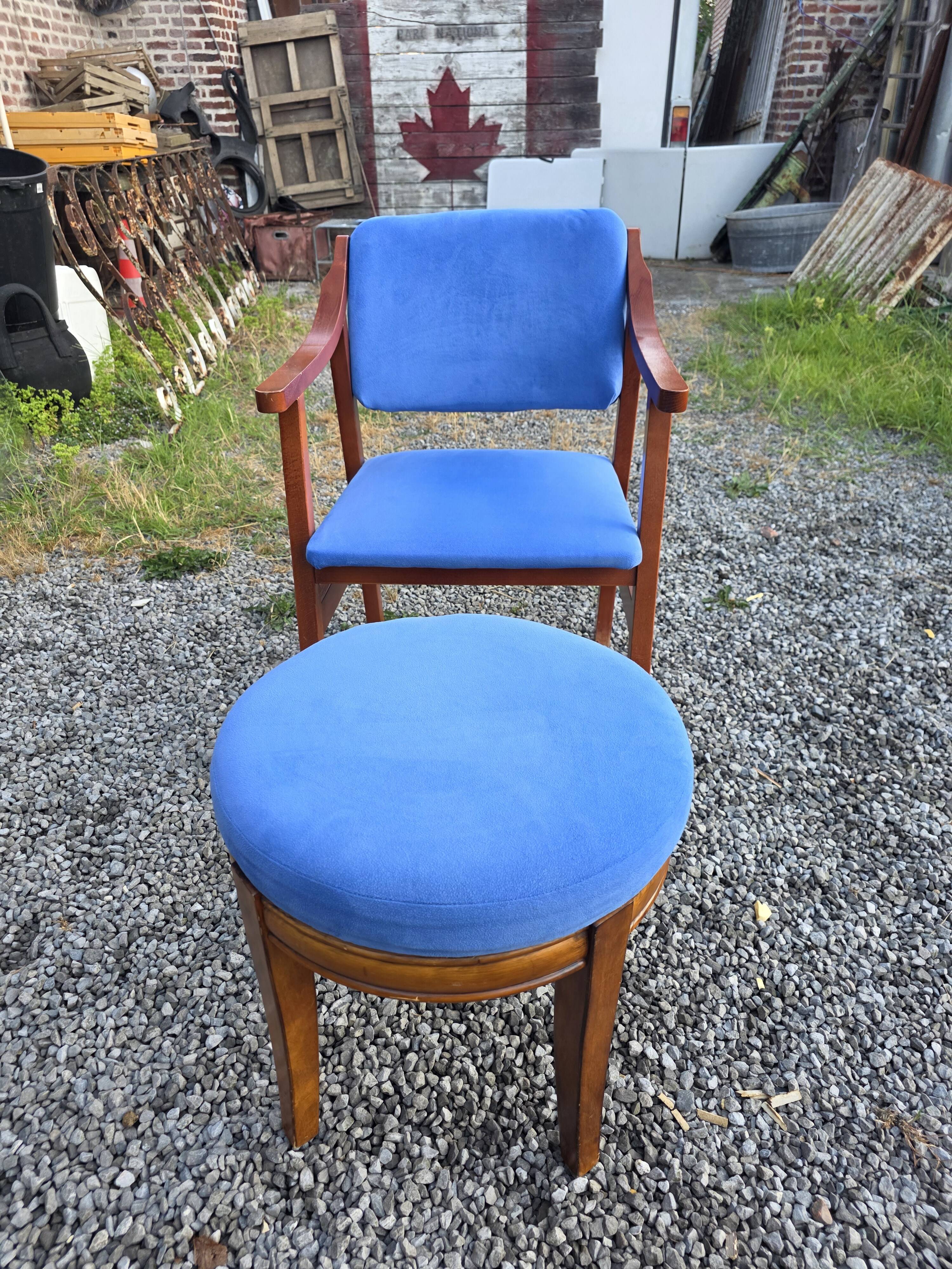 Scandinavian style armchair + velvet footrest
