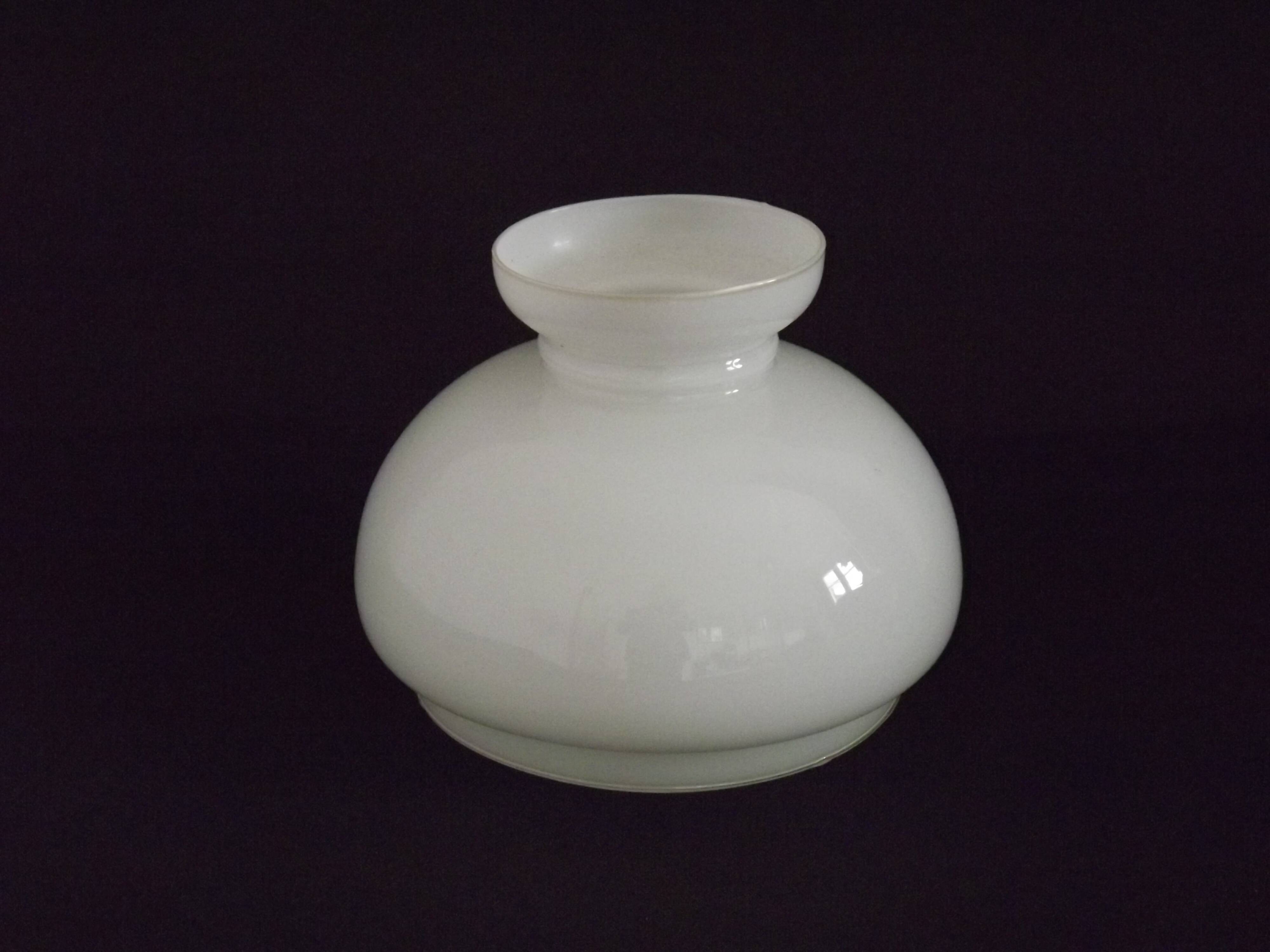 French vintage set of 4 white opaline glass lantern-style replacement shades.