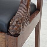 1920-30s, set of 2 armchairs, design after Georges Jacob, carved teak wood.