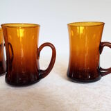 6 amber glass tea cups