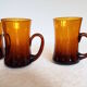 6 amber glass tea cups