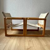 Iconic set of 2 safari armchairs by karin mobring and their coffee table – vintage ikea design in solid pine, vintage