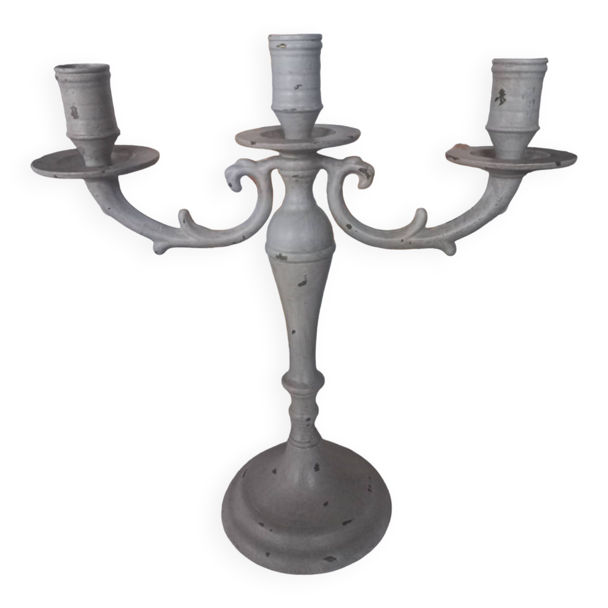 Taupe linen patinated candle holder