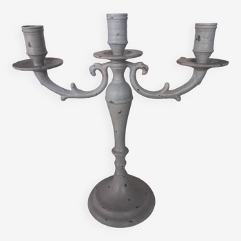 Bougeoir chandelier patiné lin taupe