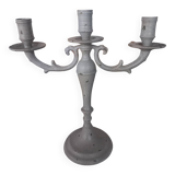 Taupe linen patinated candle holder