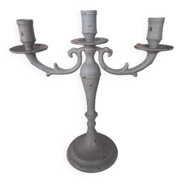 Bougeoir chandelier patiné lin taupe