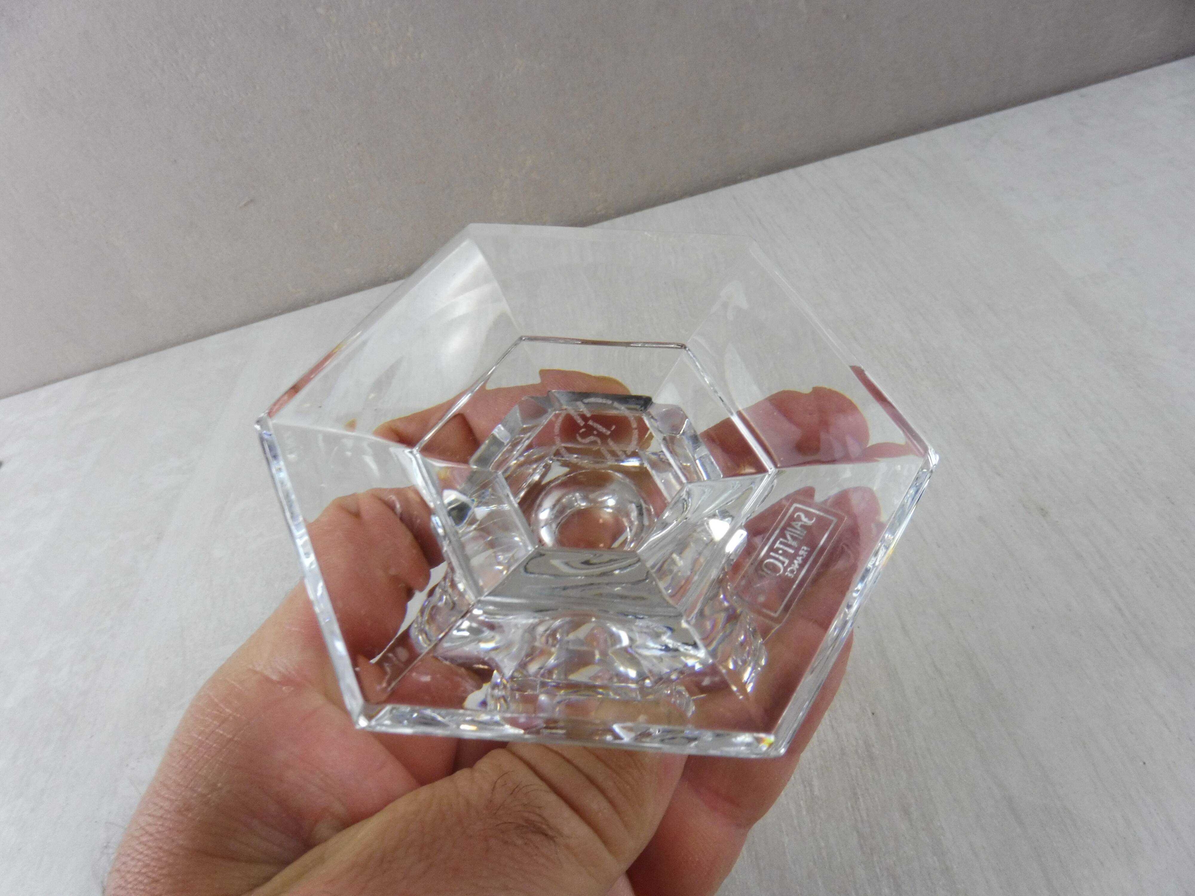 Ancient candlestick, hexagon shape Jardy, St. Louis crystal