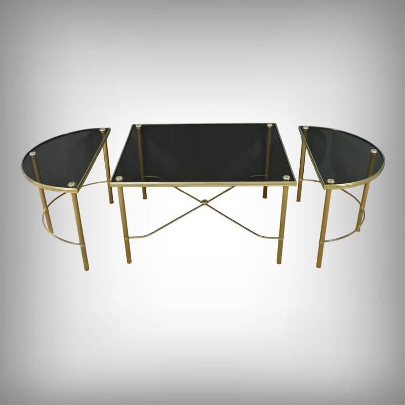 Tripartite Glass Coffee Table, Maison Baguès style – 1950