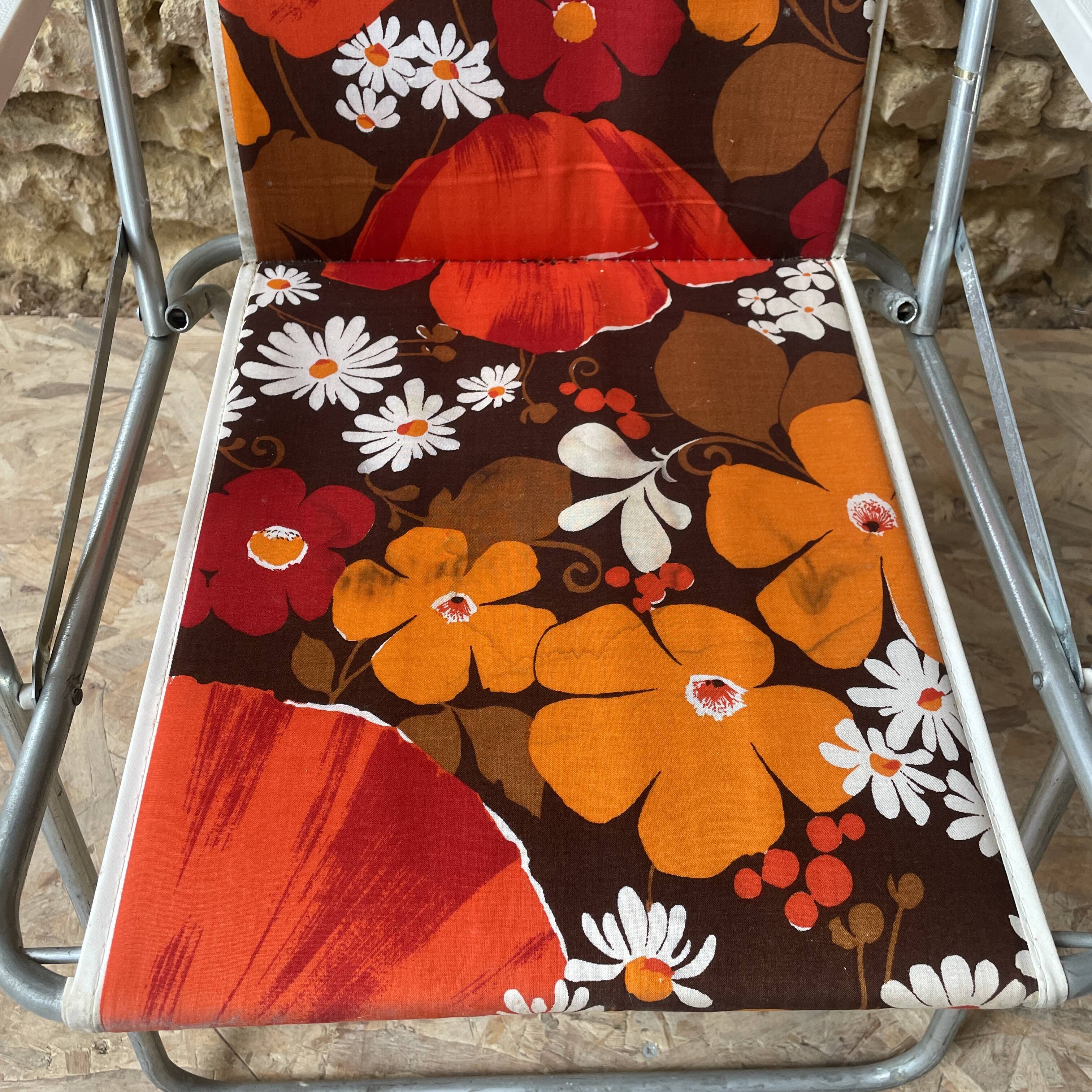 Camping chair with floral pattern