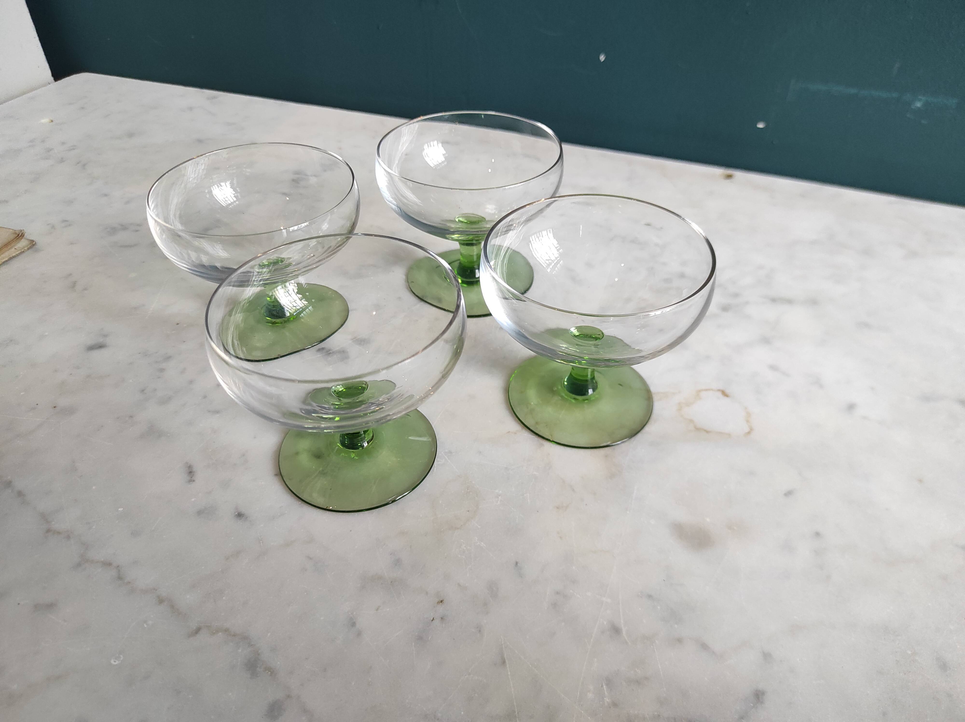 Set of four vintage French glasses for liquor
