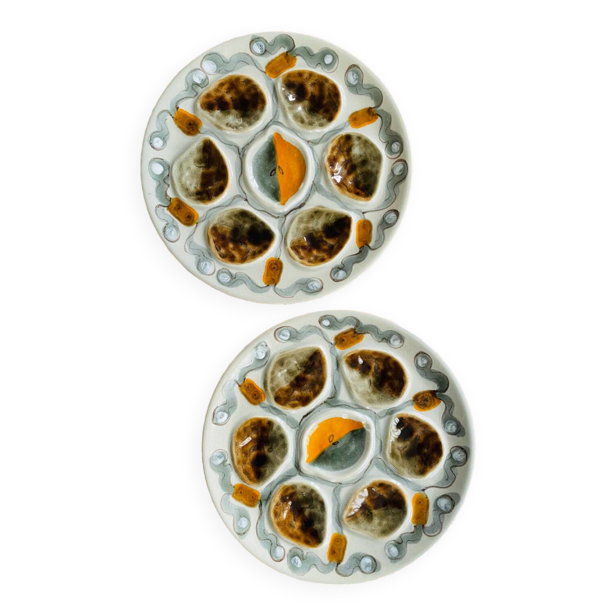 Set of 2 vintage oyster plates MBFA Pornic Amphitrite France