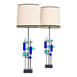 Pair of Mid-century Modern Iron and Glass Table Lamps by Svend Aage Holm Sørensen