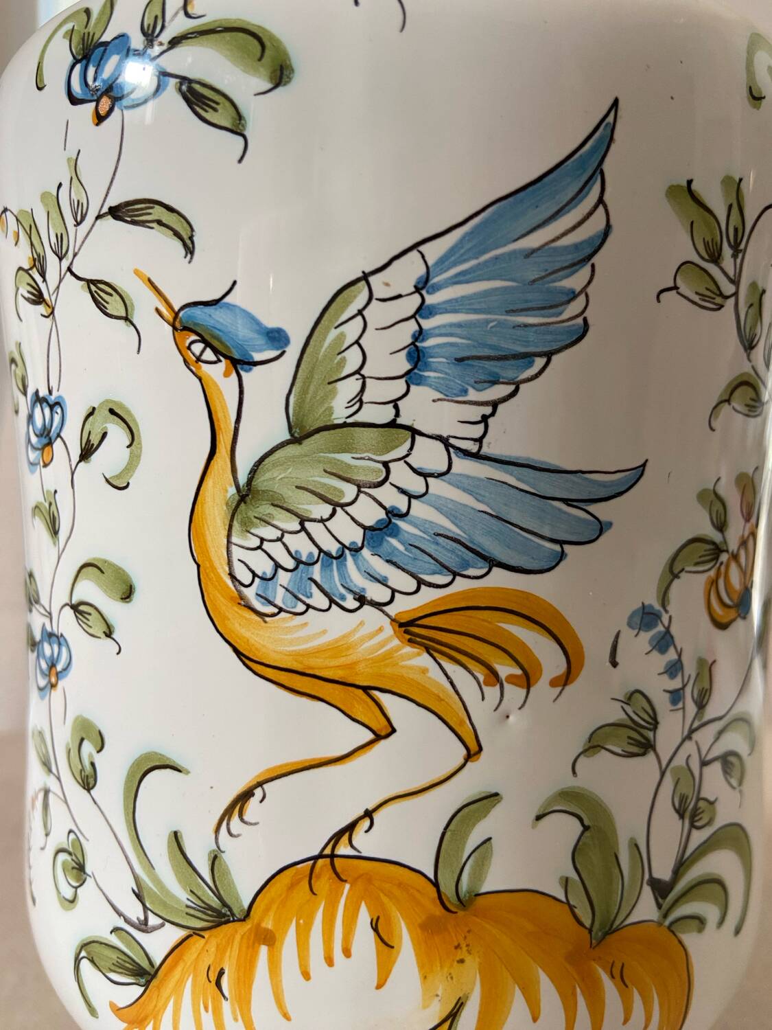 Old Moustiers earthenware apothecary jar