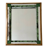 Vintage Rectangular Mirror with Green Glass