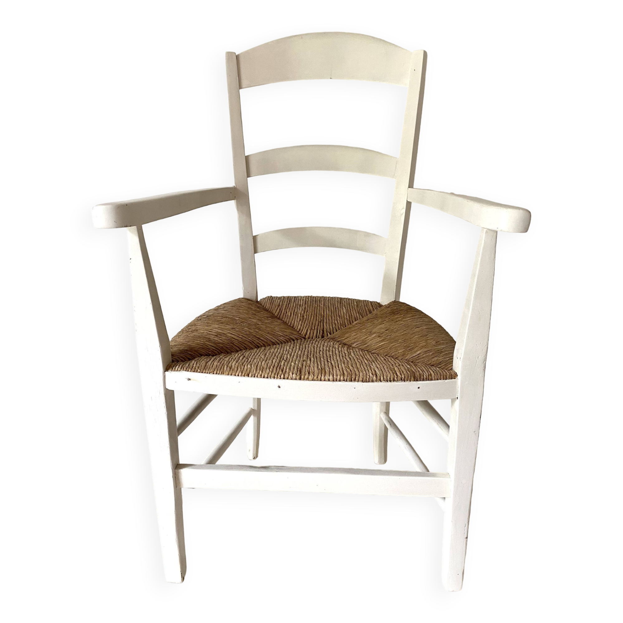 Fauteuil en bois et paille , esprit campagne