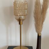 Table lamp made from an old golden glass pendant light