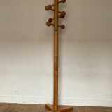 Varnished pine coat rack