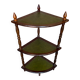 Étagère Meuble D’Angle Ancien Bois + Tablette Verte Vintage